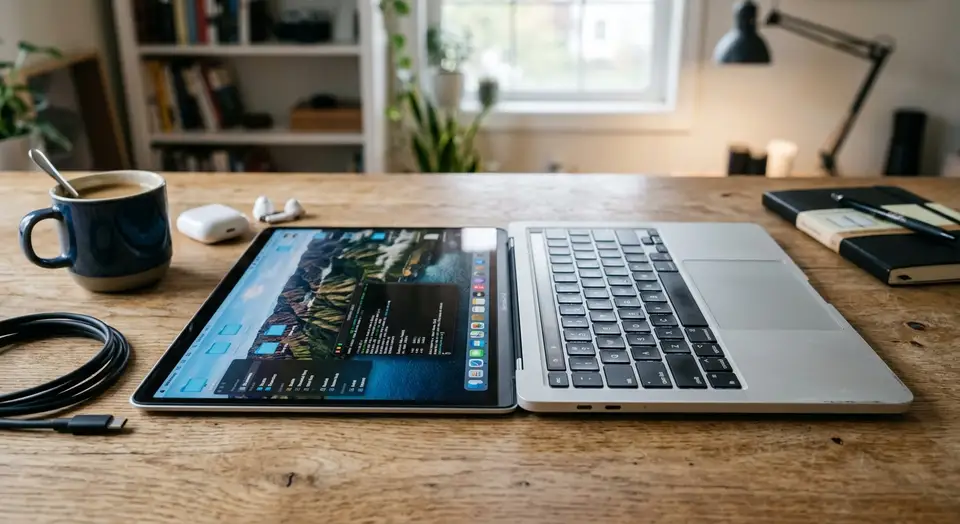 Laptop opened 180 degrees